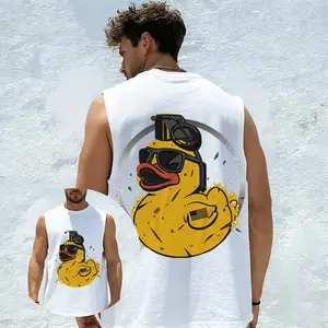 Unisex Sleeveless Cotton Tank Top with Duck Print, Cute Waterfowl Graphic Summer Muscle Shirt, Breathable Lightweight Gym Undershirt for Men and Women