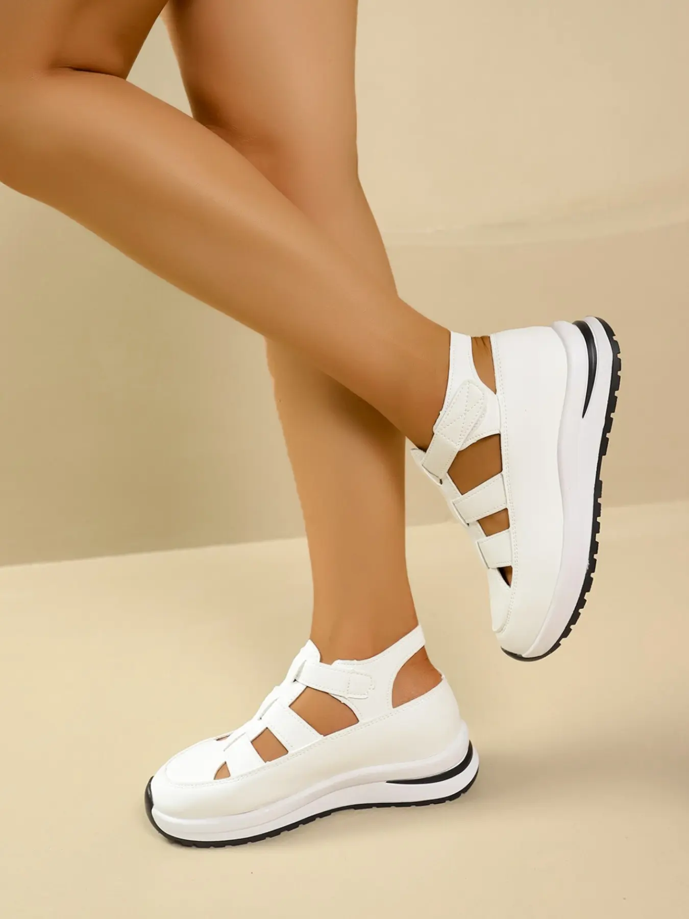 2026 Summer New Thick Sole Hollow Out Sandals for Women, Fashion Roman Sports Sandals, Breathable Anti-Slip Height Boost, Casual Beach Slippers, Non slip sandals