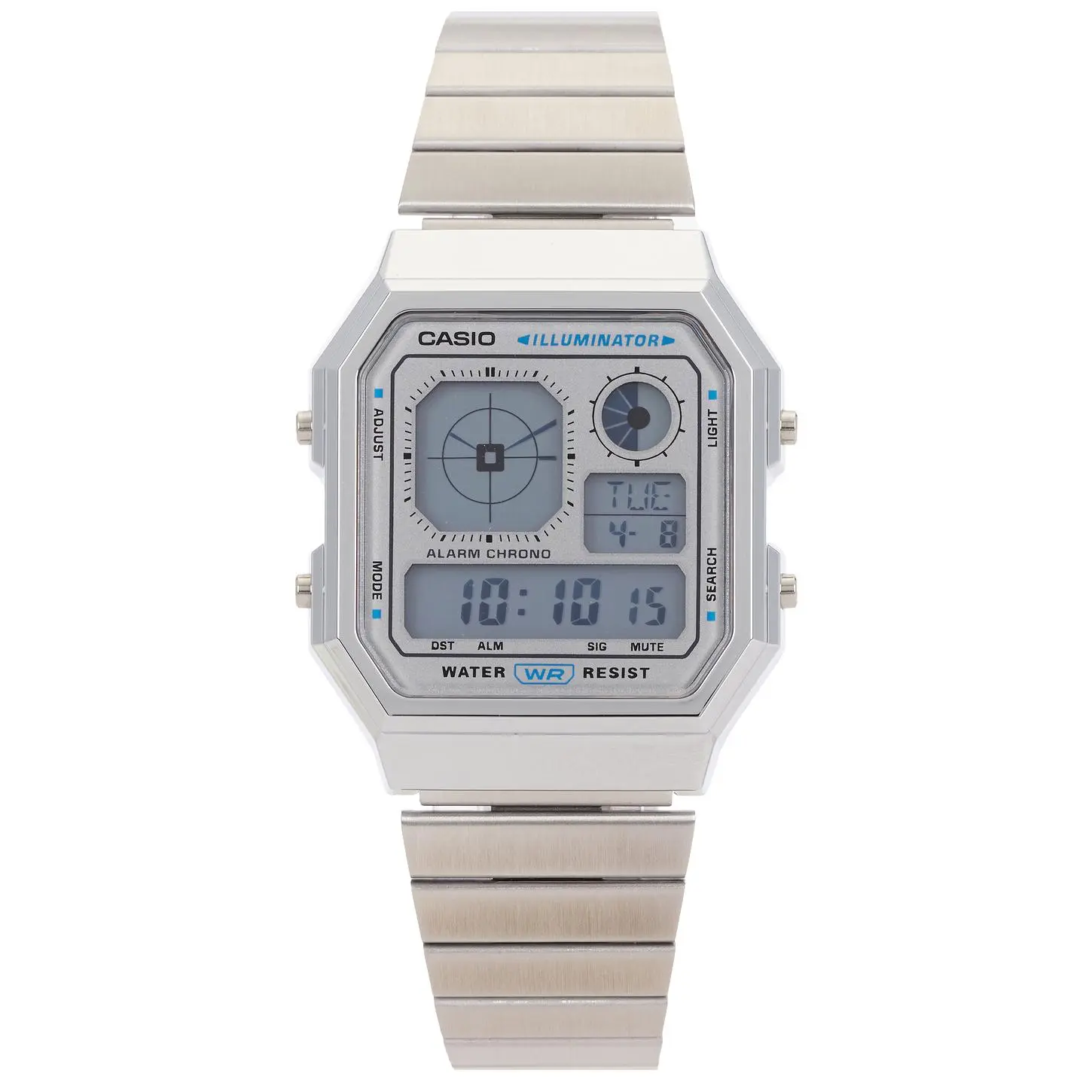Casio A130 Series Watch in Metal Silver & White