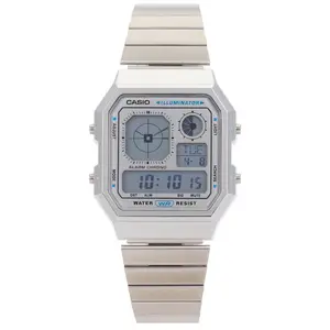 Casio A130 Series Watch in Metal Silver & White