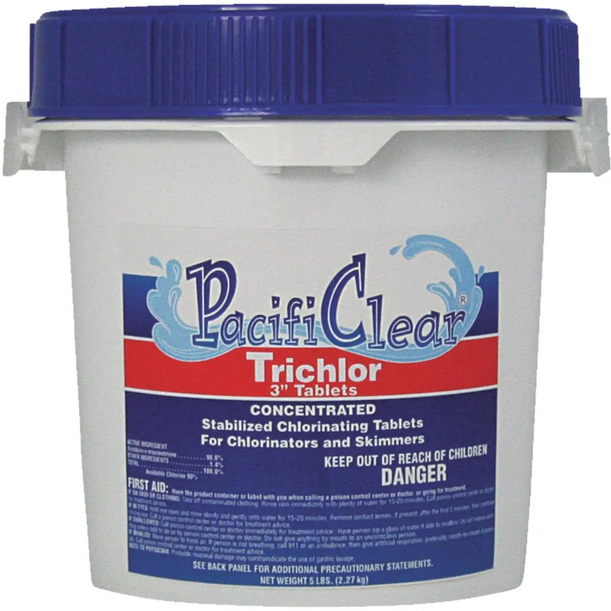 212 MAIN 3 in. Self-Stabilized Trichlor Pool Disinfectant Tablets - 5 lbs Compact Pail, Swimming Pool Cleaner for Outdoor Use, Kills Bacteria (Water Techniques F008005040PC), Outdoor Swimming Pool