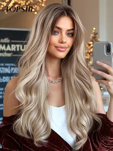 Topshe 13x6 Silk Lace Wig, 30 Inch Ombre, Natural Looking Long Hair, Elegant and Fashionable, Suitable for All Seasons