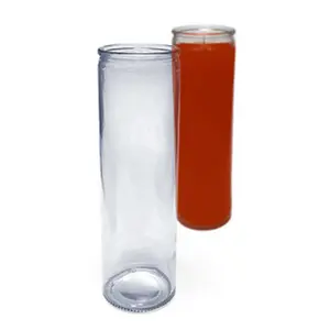Tall Narrow Glass Candle Vessel (Religious)