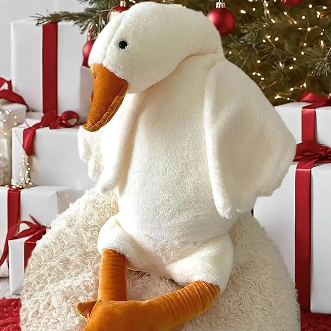 Ava Lalagaga Cute Big White Goose Plush Pillow, 20/35/51/63 Inch Soft Stuffed Animal, Huggable Sleep Companion, Unisex Plush Toy for Bed & Gift