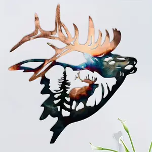 CIFbuy Nordic Deer Metal Wall Art Sculptures, Modern Aesthetic Design Cabin Decor Wildlife Silhouette Crafts for Home Wall Decor