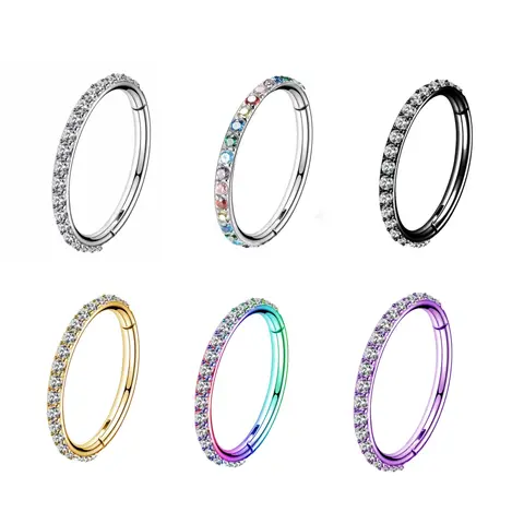 Oufer 18G Micro Gem Hinged Nose Hoop CZ Nose Ring (18G is thicker than 20G）