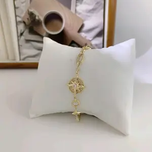 Women's 14K Real Gold Bracelet with Moissanite Diamonds
