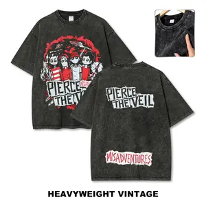 Pierce The Veil Vintage Washed Graphic T-Shirt – Unisex Fit Retro Rock Band Tee, Casual Short Sleeve Music Merch