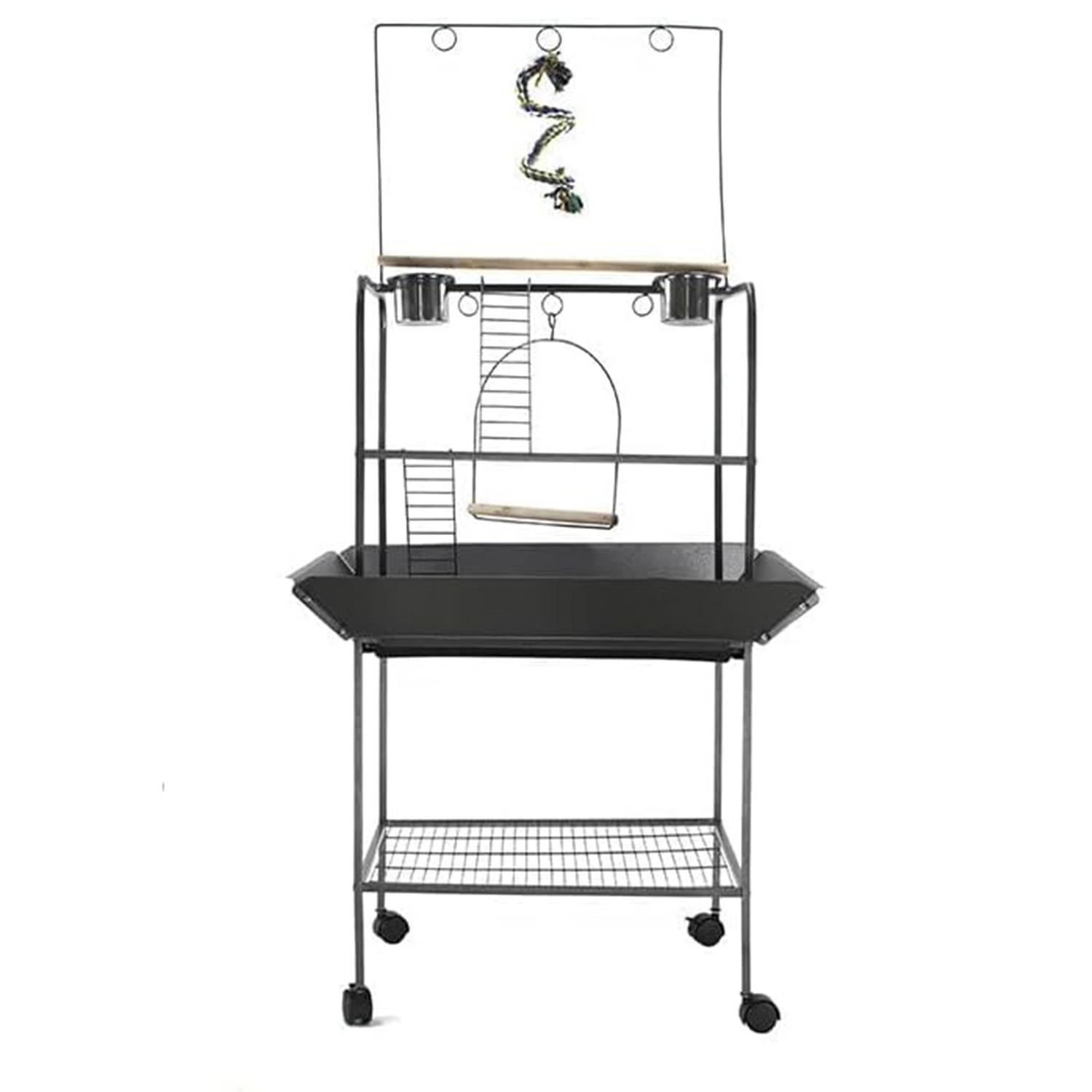 Bird PlayStand, 62 Inch Parrot Stand with Wheels, Bird Stand Activity Play Center with Perches and Ladders, Indoor Outdoor Playground with Swing for Parakeet, Cockatiels Conures Macaw