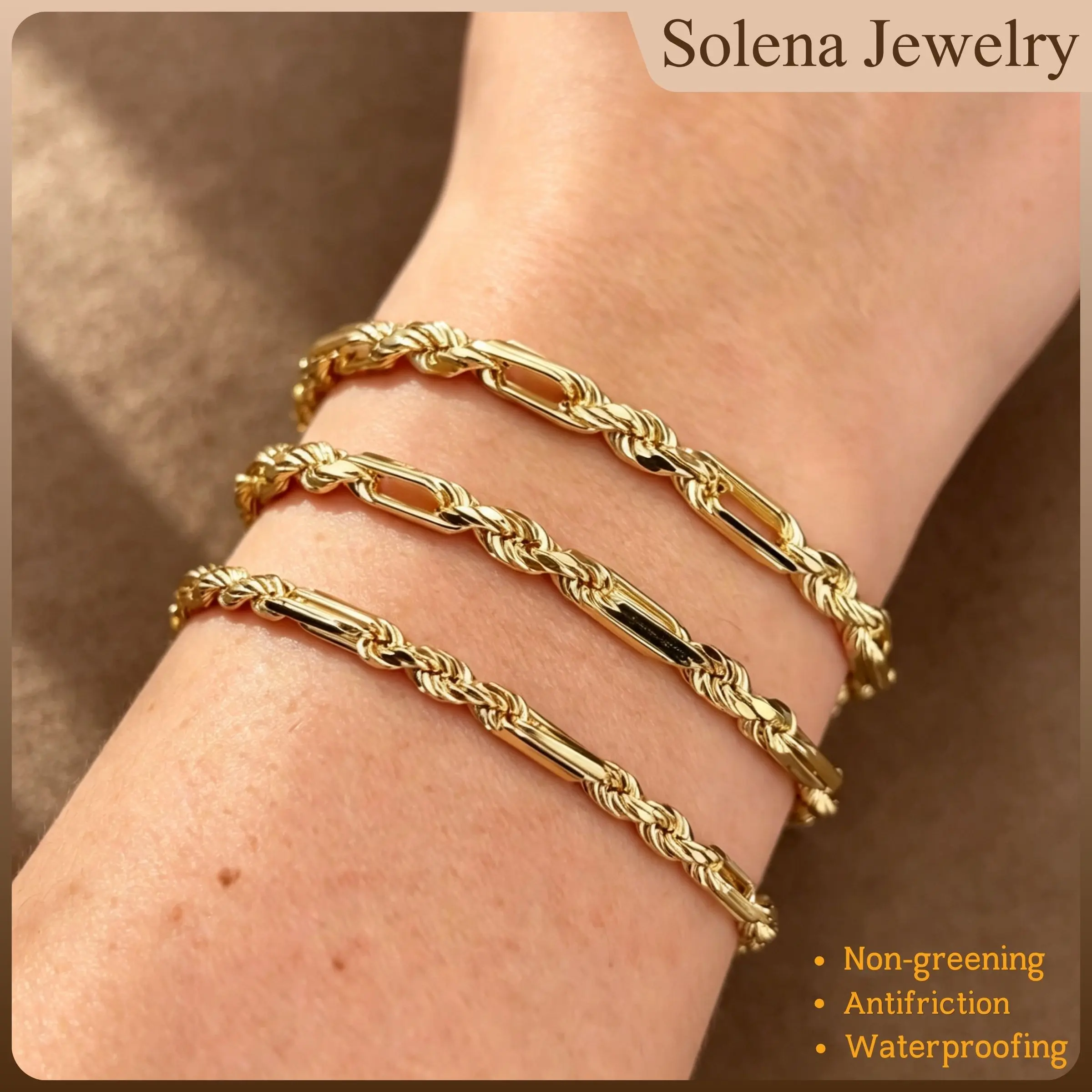 14K Gold-Plated Milano Rope Chain Bracelet for Men & Women, Elegant Twisted Rope Link Design, Waterproof Anti Tarnish Stainless Steel Gold Bracelet, Minimalist Fashion Jewelry Gift