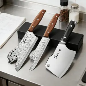 3Pcs High Quality Sharp Chef Knife Set, Professional Kitchen Knife, Alien Sheep Head Knife, Vegetable Knife, Slicer Knife, Ergonomic Solid Wood Handle, Suitable for Kitchens, Restaurants, Holiday Gift, Gift Box for Men and Chef