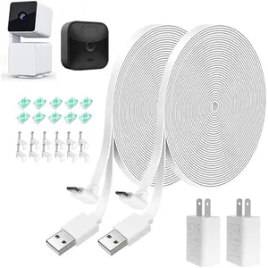 20FT L-Shaped Connector Power Extension  with Charger for Wyze Cam Pan V3, Blink Outdoor (3rd Gen), Flat Weatherproof  Power Cord and Adapter (Not for WyzeCam V3), White, 2Pack