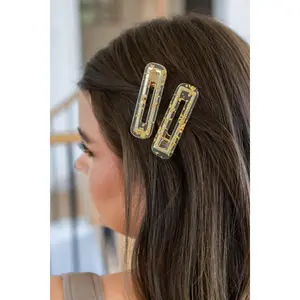Double Trouble 2 Pack Hair Clip in Gold Leaf
