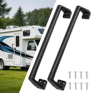 16" RV Door Handle & RV Handrail for RV Steps with Handrail | Anti-Slip RV Screen Door Handle | Car Door Step & Garage Door Handle Replacement | Matte Black Aluminum Safety Entry Assist