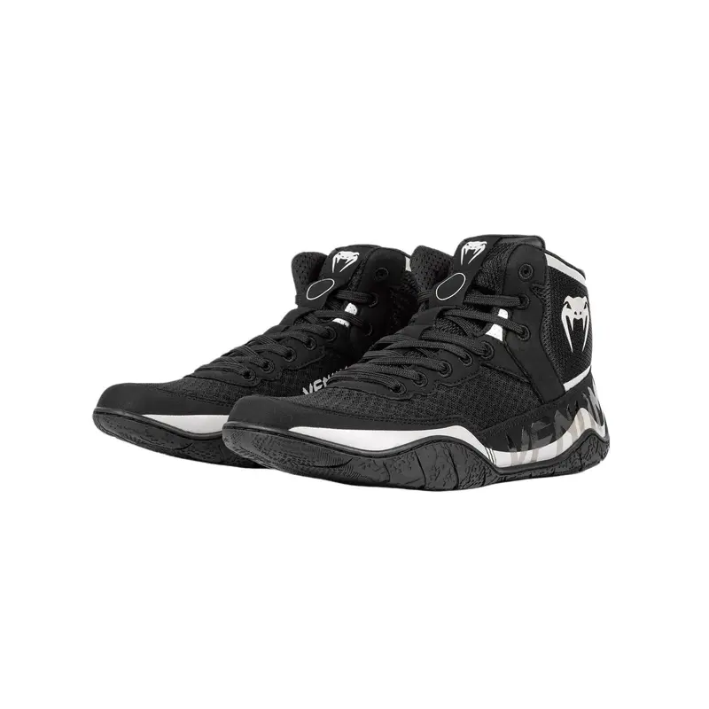 Venum Elite Wrestling Shoes Lightweight Agile Traction for Wrestling, Boxing & Gym Workouts; Ideal for Training & Competition, featuring Flexible Rubber Outsole, Excellent Ankle Support - Black/Sand