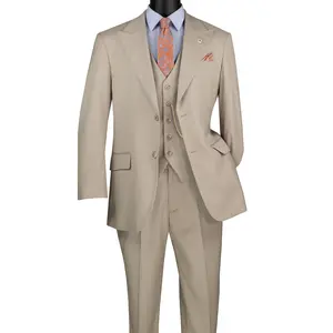 Stello Collection: Oatmeal Single-Breasted Regular Fit 3-Piece Suit