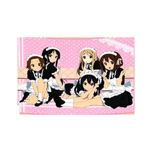 Anime Wall Hanging Tapestry Japan Kawaii New K-ON! Aesthetic decoration, room decoration, cartoon photos, tablecloth lights, peach background