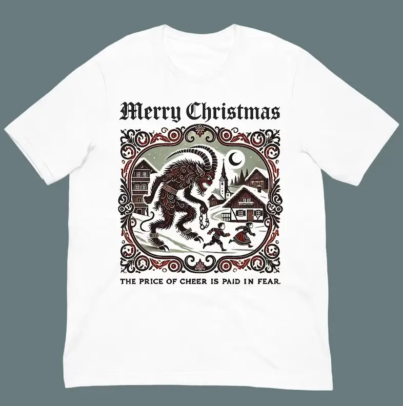 Krampus Christmas Shirt – Alpine Folklore Mythology Graphic Tee, Dark Christmas Krampusnacht Graphic Shirt
