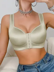 4 Pack Standard Fit Front Closure Bras, Buttery Soft Wireless Comfort Bra Set for Women