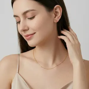14K Gold-Plated Beaded Dainty Satellite Chain Station Chain Necklace Minimalist Everyday Style Perfect for Layering Jewelry
