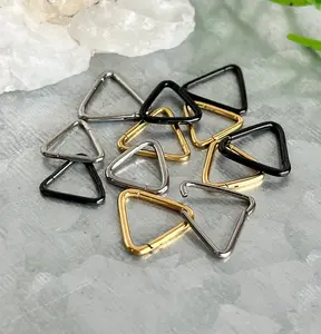 1 Piece Unique Triangle Hinged Segment Septum Stainless Steel Ring - 16g or 18g - 8mm & 10mm