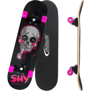 31 Inch Complete Skateboard, Standard Skateboards for Beginners, Wood 9 Layer Canadian Maple Trick Skate Boards for Boys Girls Youth Teens Adults