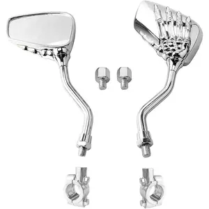 Skull Skeleton Hand Rearview Distinctive Side Mirror 8mm 10mm Handlebar Mirror Mount Holder Clamp Adaptor for Motorcycle Scooter Bicycle Moped Bike Standard Bike(Silver)