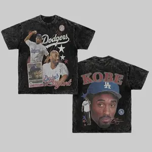 LA Dodgers Vintage Acid Wash Graphic Tee - Premium Heavyweight Cotton Retro Streetwear T-Shirt - Mamba Mentality LA Sports Tribute Fan Gift - Distressed Oversized Black Top