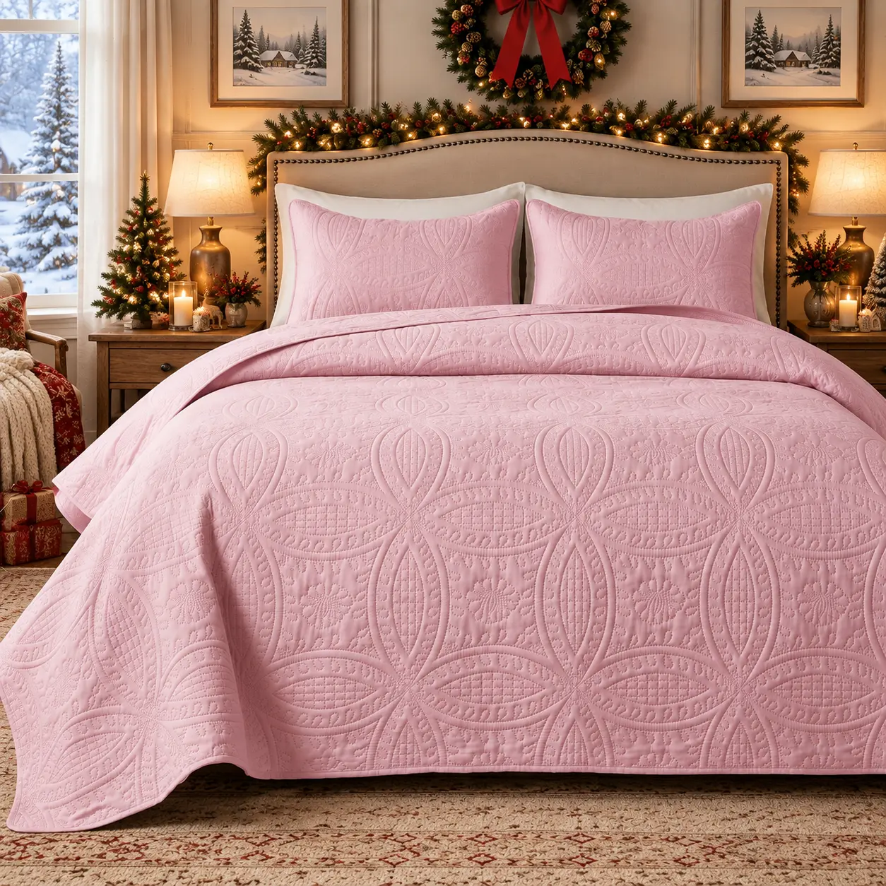【Back to School】Colchasbonitas 3-Piece Ultra-Soft Quilt Bedspread Set - Full Queen, Master/Guest Bedding Set with Coin Print, Embossed Texture, High-Quality All-Season Household Gift for Restful Sleep