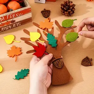 96-piece/set felt maple tree decoration set, craft kit, DIY party decoration, holiday decoration, small gift, classroom, dormitory, home wall decoration, no electricity required, feathers not included.
