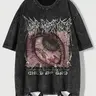 Y2K Grunge Child of God T-Shirt, Vintage Washed Eye Print Graphics Loose Fit Casual Top, Sporty Rock Band Shirt for Streetwear Style Vibe Round Neck, Casual Print Tee
