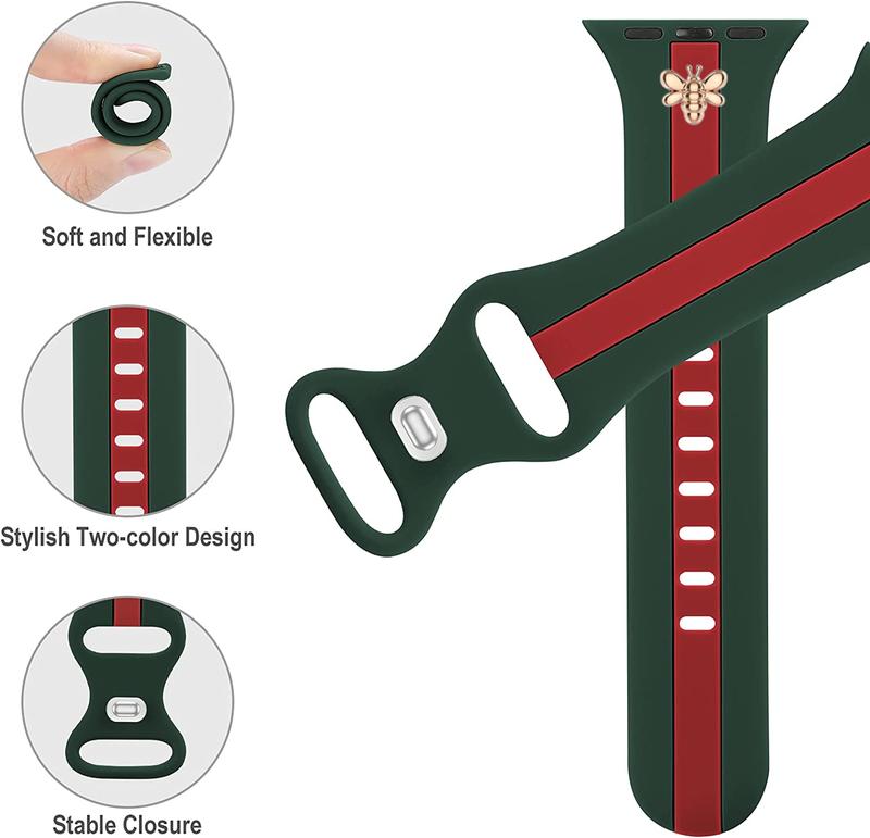 Smartwatch Watch Band for Ultra 49mm, 44mm, 42mm, 38mm, 40mm, 41mm Silicone with Gold Bees, Unisex Design, Wearable Wearable