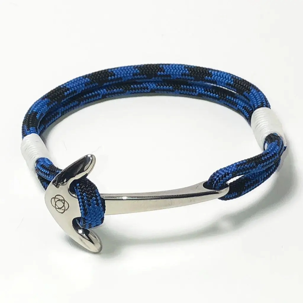 Black and Blue Nautical Anchor Bracelet Stainless Steel 098