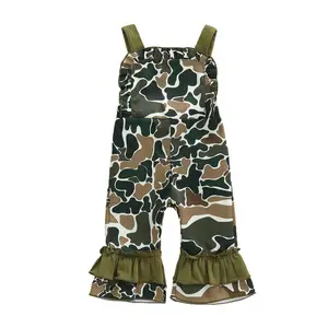 Little Girls Summer Camouflage Jumpsuit Cami Sleeveless Flared Pants Overalls Kids Romper Casual Suspender Clothing