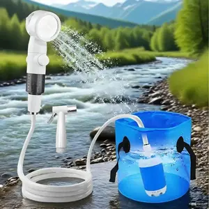 Portable Outdoor Shower, Rechargeable Handheld Shower Pump with 3 Spray Modes for Car Washing & Pet Bathing, Water Saving Shower Head
