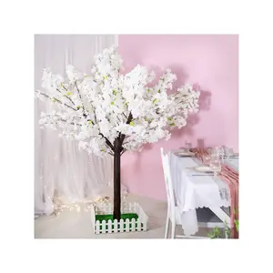 1pc Artificial Cherry Blossom Tree, White Cherry Blossom Tree Artificial, Handmade Artificial Trees For Home Decor, Indoor, Outdoor, Party, Office, Wedding, Christmas