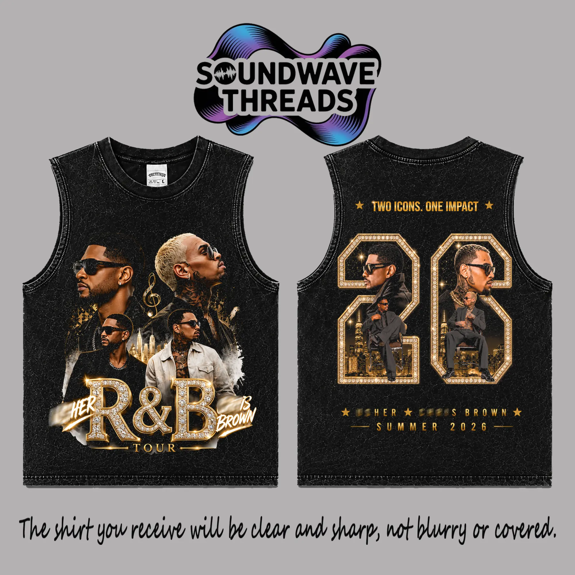 The R&B Tour 2026: Raymond & Brown V18 Premium Acid Washed 100% Tank Top T-Shirt, R&B Music Duo Graphic Tee, Urban Hip Hop Soul Streetwear Shirt, Concert Tour Merch, Gift for R&B Fans, Vintage Music Tee