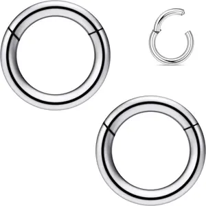 8G 6G 4G 2G ASTM F136 Titanium Septum Rings Ear Gauges Earrings Hoops  Implant Grade Stretching kit  Hinged Septum Nose Ring   Women Men 14mm 16mm 19mm
