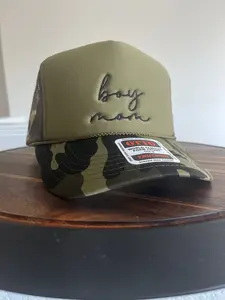 Boy Mom Embroidered Otto foam front trucker hat in camo Adjustable Snapback Hat