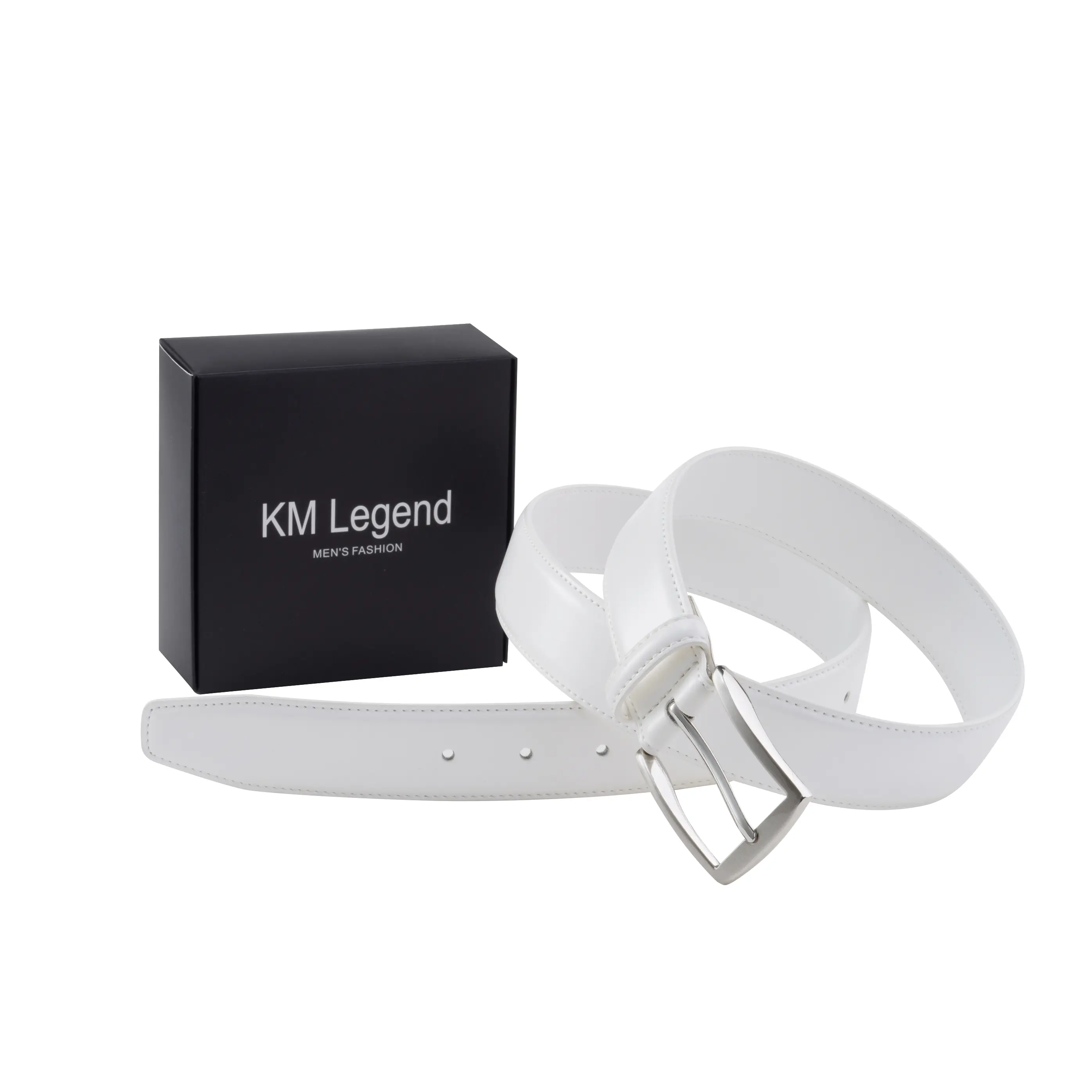KM Legend Mens Leather Dress Belt for Work Business and Casual(White) -  TikTok Shop