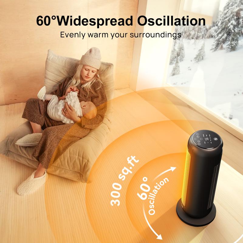 jocoevol Space Heaters for Indoor Use, 1500W Fast Heating Portable Heaters with Remote, Large PTC Ceramic Electric for Bedroom