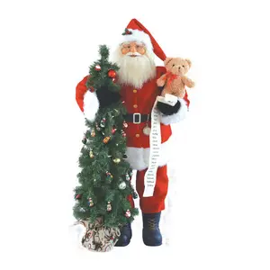 48" Lit Santa with Teddy Bear & Tree by Santa'sWorkshop