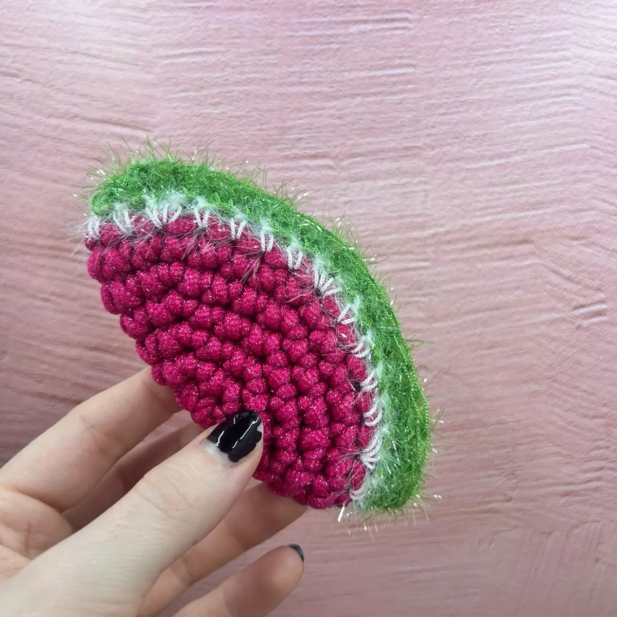 Watermelon crochet dish scrub. Washable reusable cute dish scrubbie