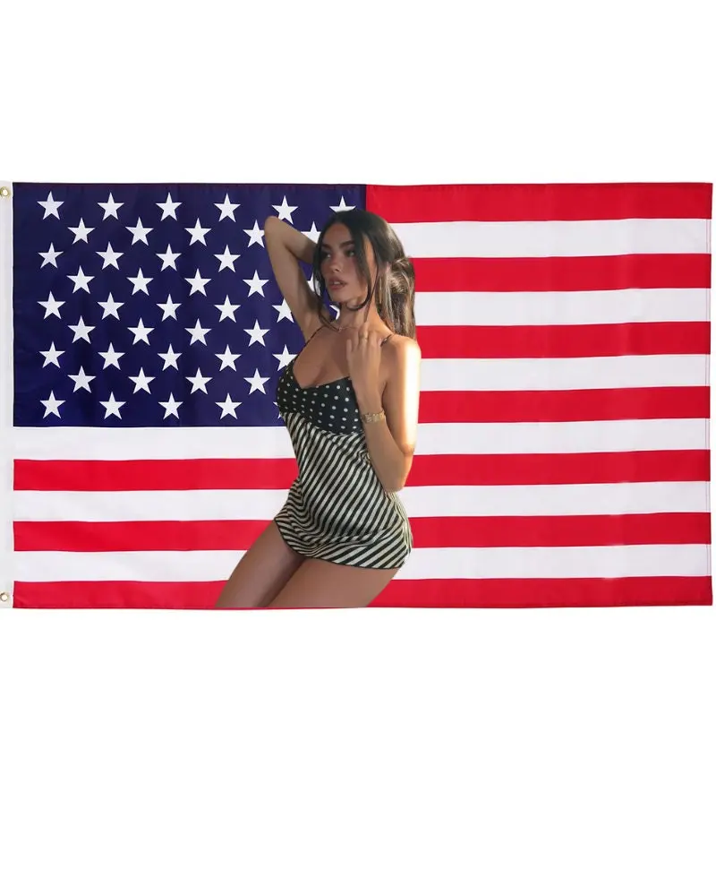 Madison Beer Sultry USA Flag Tapestry | American Flag Design | Trendy TikTok Meme | Fanmade Room Decor | Subtle Merch for Coachella Queens