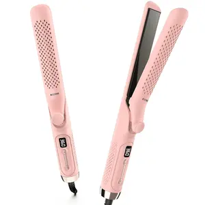 360°     Airflow Styler – 1 Inch 2-in-1 Hair Straightener & Curler with Vented Cool Air for Style Locking, Extra Long Flat Iron, Dual Voltage for European Travel