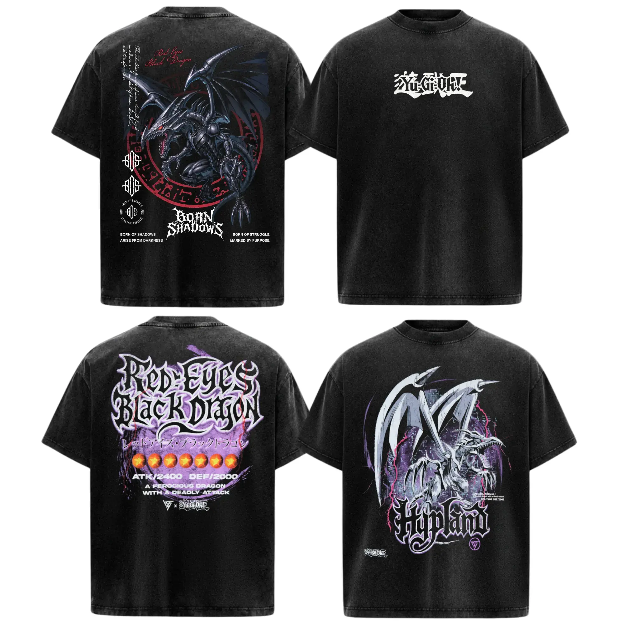 Red-Eyes Black Dragon Yu-Gi-Oh Graphic T-shirt, Unisex Oversized Fit, Vintage Acid Washed Heavyweight Cotton Streetwear Top, Tshirt, Menswear, Tops, Graphic Print, Crew Neck, Shortsleeve, Rib, S