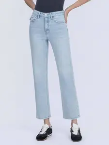 FLYING MONKEY Super High Rise Light Wash Tapered Leg Jeans F9082