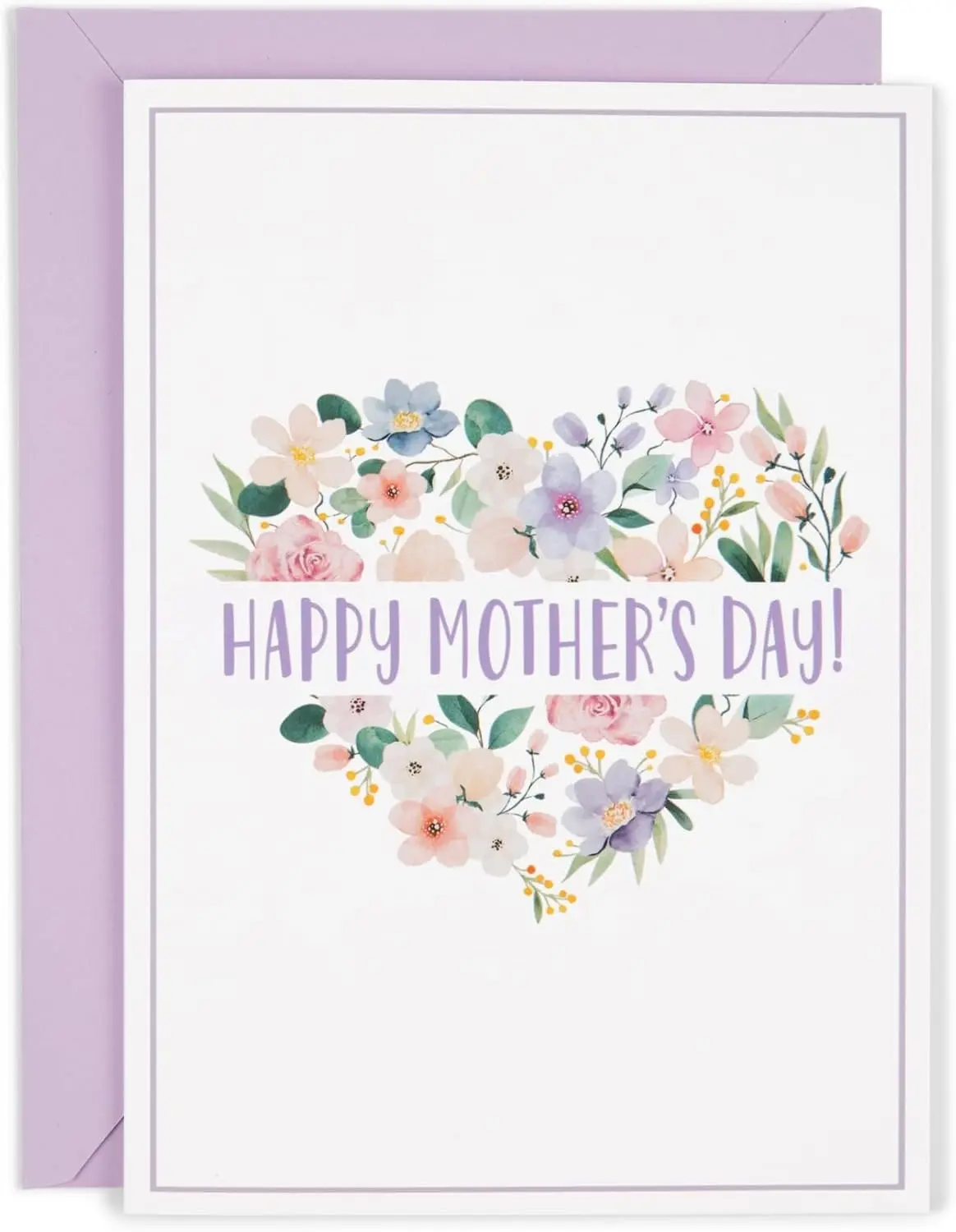 Mothers Day Card, Elegant Floral Heart Design, Thoughtful Greeting for Mom, Includes Envelope