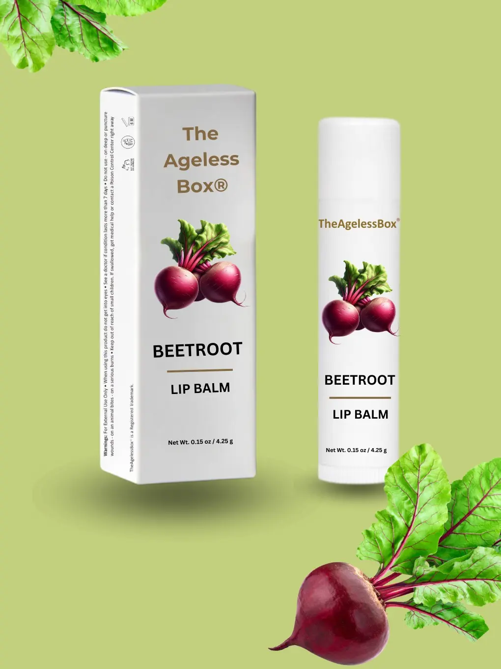 TheAgelessBox Beetroot Lip Balm – Natural & Organic Lip Care, Hydrating, Antioxidant-Rich, Plant-Based Formula, Cruelty-Free, Eco-Friendly