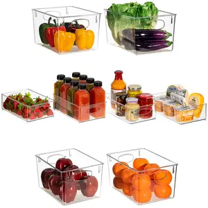 Sorbus Set of 8 Clear Fridge Organizers - Refrigerator & Pantry Bins for Food Storage - 2 Sizes with Handles Container Kitchen Plastic Utensils